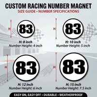 Custom Circle Racing Number Magnets with Black Outline (Set of 2) – Reusable Roundel Track Day Magnetic Door Plates (RCNUM006B)