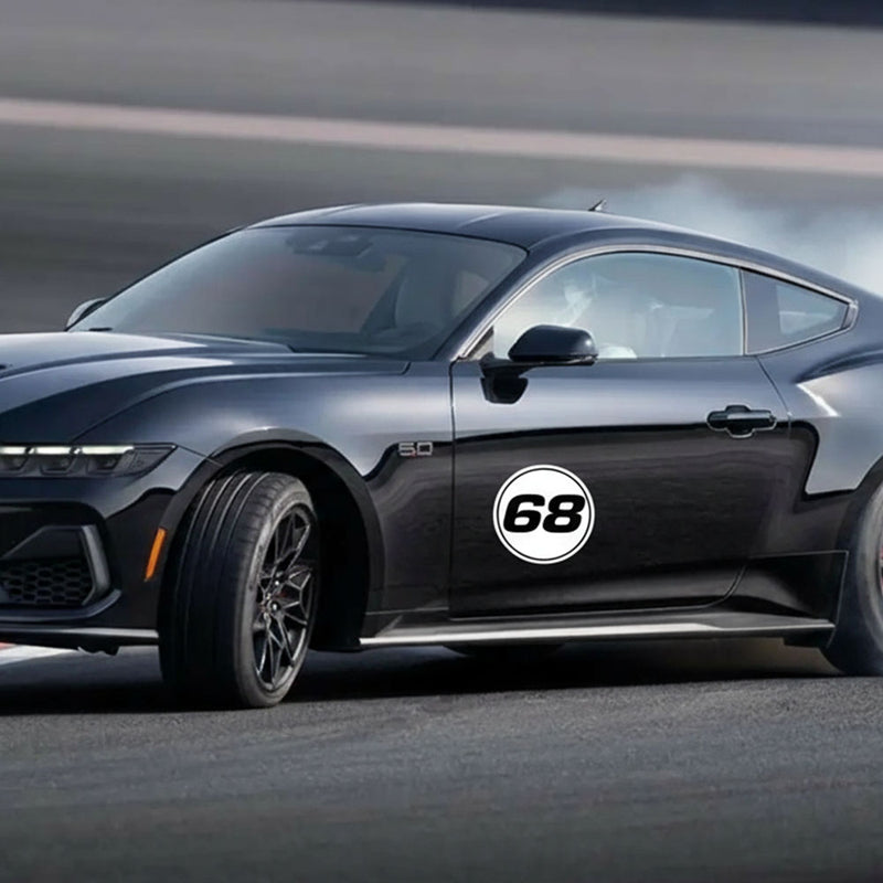 Personalize Custom Race Car Sticker Decals 2pcs - Circle Number Car Sticker with Thin Outline - MC Motoparts