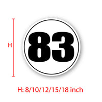 Personalize Custom Race Car Sticker Decals 2pcs - Circle Number Car Sticker with Thin Outline - MC Motoparts