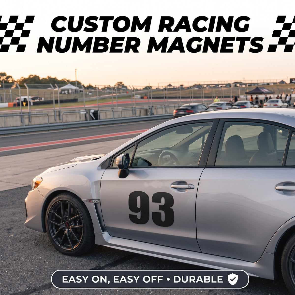 Custom Die-Cut Racing Number Magnets (Set of 2) – Reusable Contour-Cut Track Day Magnetic Numbers (4" to 15" Height) (RCNUM007)