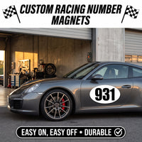 Custom Oval Racing Number Magnets - No Outline (Set of 2) – Reusable Track Day Oval Magnetic Door Plates (6" to 14" Height) (RCNUM008)