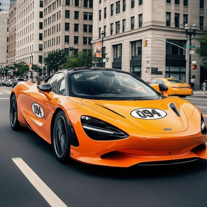 Personalize Custom Race Car Sticker Decals 2pcs - Oval Number Car Sticker with Bold Outline - MC Motoparts