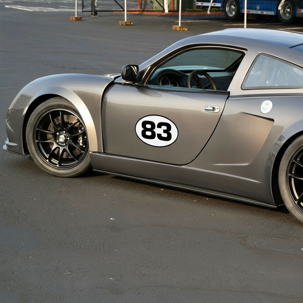 Personalize Custom Race Car Sticker Decals 2pcs - Oval Number Car Sticker with Bold Outline - MC Motoparts