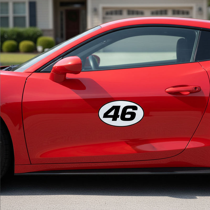 Personalize Custom Race Car Sticker Decals 2pcs - Oval Number Car Sticker with Bold Outline - MC Motoparts