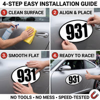 Custom Oval Racing Number Magnets with Black Outline (Set of 2) – Reusable Track Day Oval Magnetic Door Plates (6" to 14" Height) (RCNUM008B)