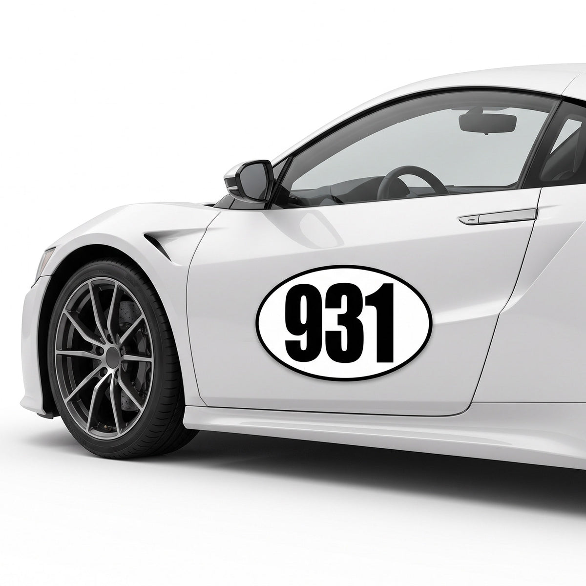 Custom Oval Racing Number Magnets with Black Outline (Set of 2) – Reusable Track Day Oval Magnetic Door Plates (6" to 14" Height) (RCNUM008B)