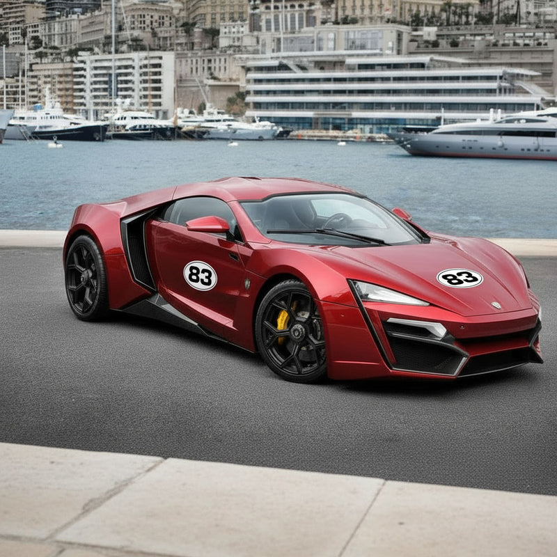 Personalize Custom Race Car Sticker Decals 2pcs - Oval Number Car Sticker with Thin Outline - MC Motoparts