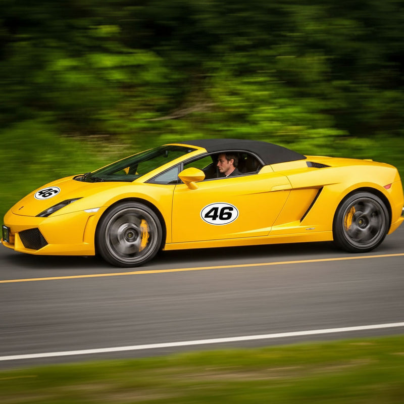 Personalize Custom Race Car Sticker Decals 2pcs - Oval Number Car Sticker with Thin Outline - MC Motoparts