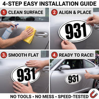 Custom Oval Racing Number Magnets with Thin Black Outline (Set of 2) – Reusable Track Day Oval Magnetic Door Plates (6" to 14" Height) (RCNUM008T)