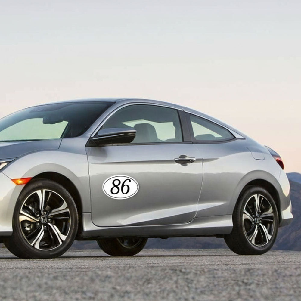 Personalize Custom Race Car Sticker Decals 2pcs - Oval Number Car Sticker with Thin Outline - MC Motoparts