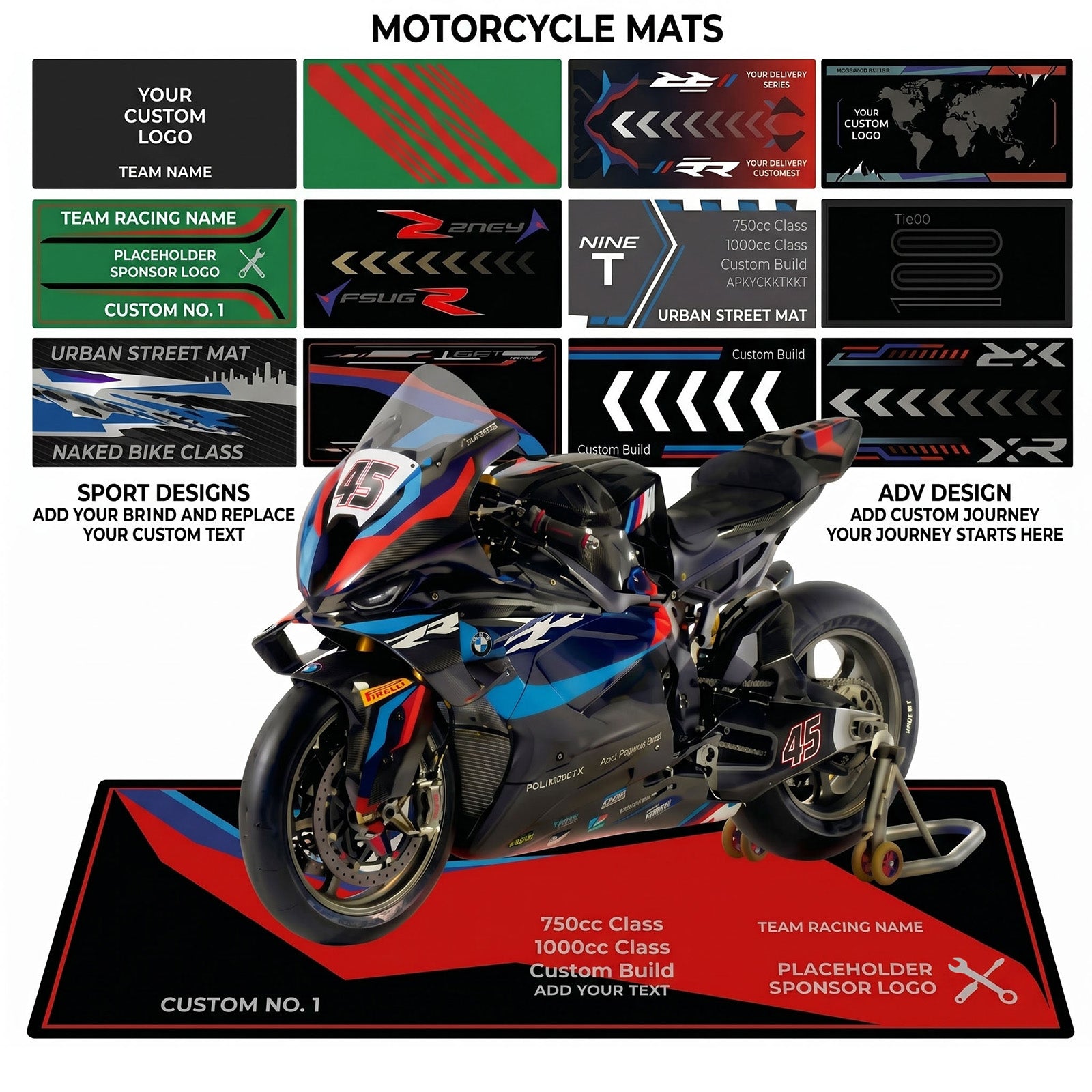 Custom Motorcycle Pit Mats & Garage Floor Mats | MC Motoparts
