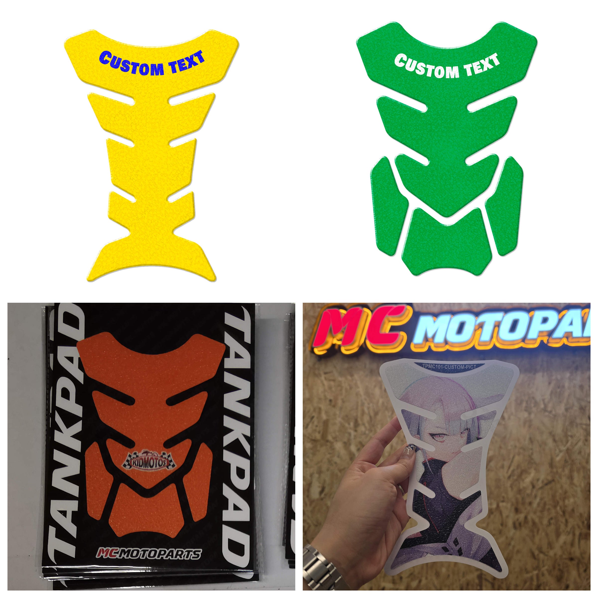 Custom Motorcycle Gas Tank Pad Protector Anti-Slip Fish Bone Shield - Upload Your Photo Image to create your unique TANK PAD - MC Motoparts