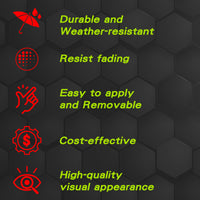 Three MC Motoparts Elite Series high-visibility racing number decals with gradient style, personalized with name and number for dirt bikes.