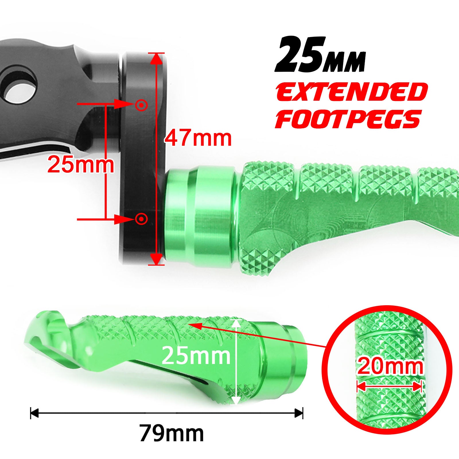 {Avant} Compatible avec Aprilia Shiver 900 SL750 Tuono V4R Repose-pieds réglables de 25 mm.