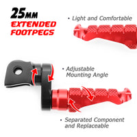 {Avant} Compatible avec Aprilia Shiver 900 SL750 Tuono V4R Repose-pieds réglables de 25 mm.