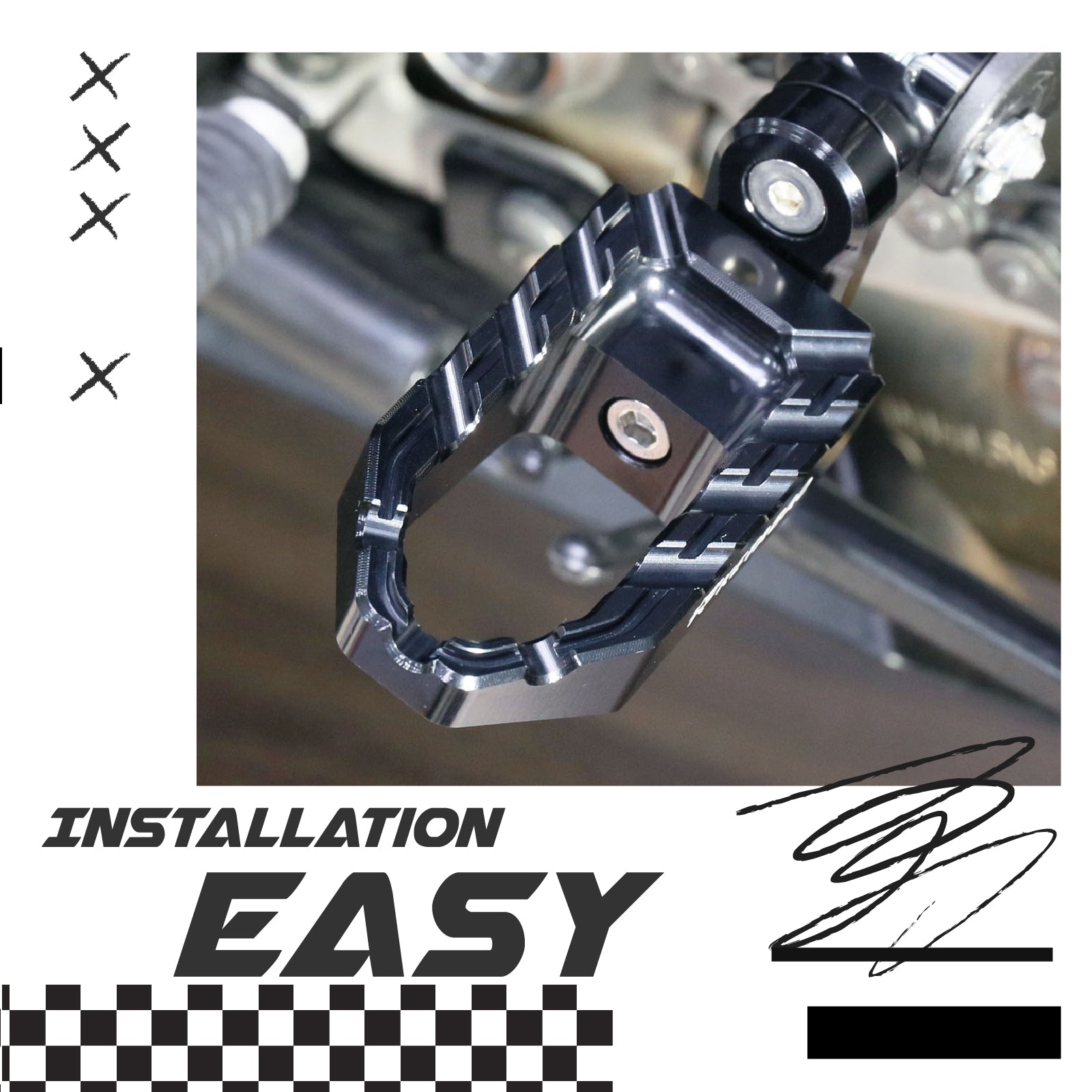 MC Motoparts Custom Engraved Name BUZZ FRONT / REAR Lowering Wide Foot Pegs - Personlization Footpegs - MC Motoparts