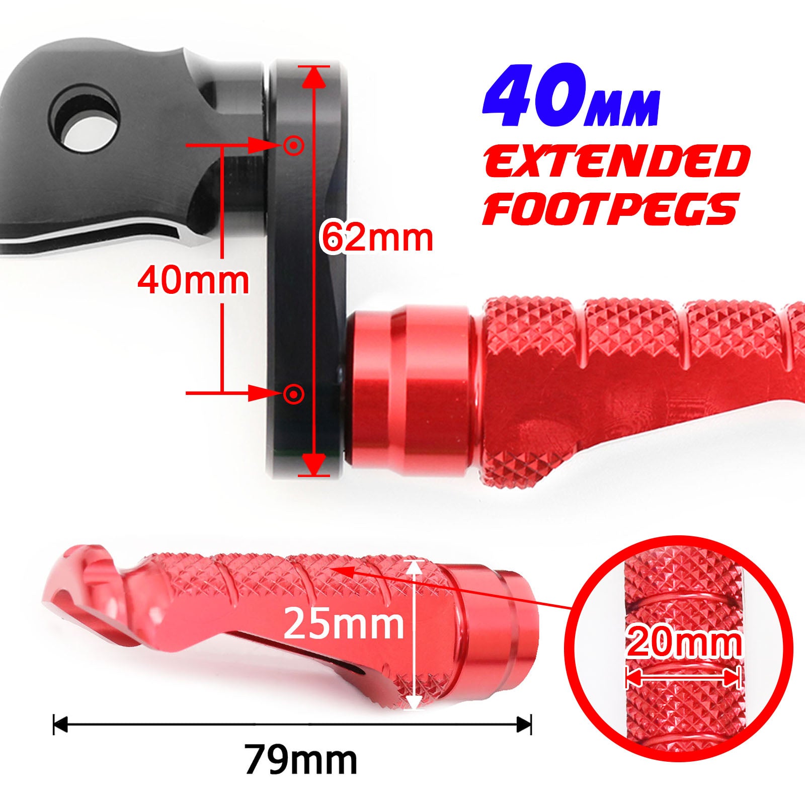 {Avant} Compatible avec Aprilia Shiver 900 SL750 Tuono V4R Repose-pieds réglables de 25 mm.
