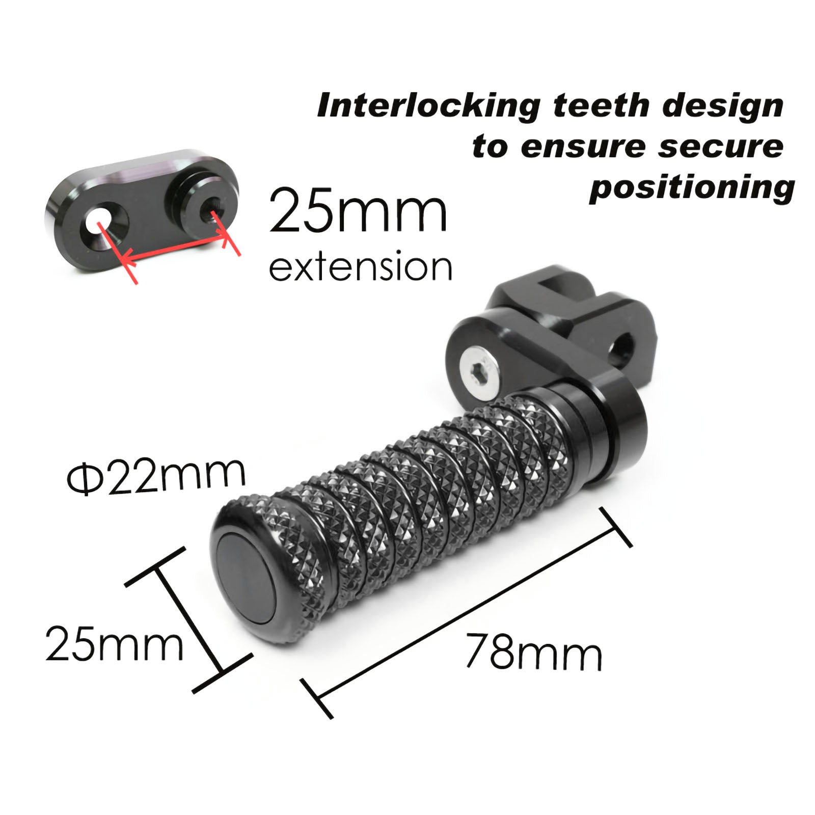 {Avant} Compatible avec Aprilia Shiver 900 SL750 Tuono V4R Repose-pieds réglables de 25 mm.