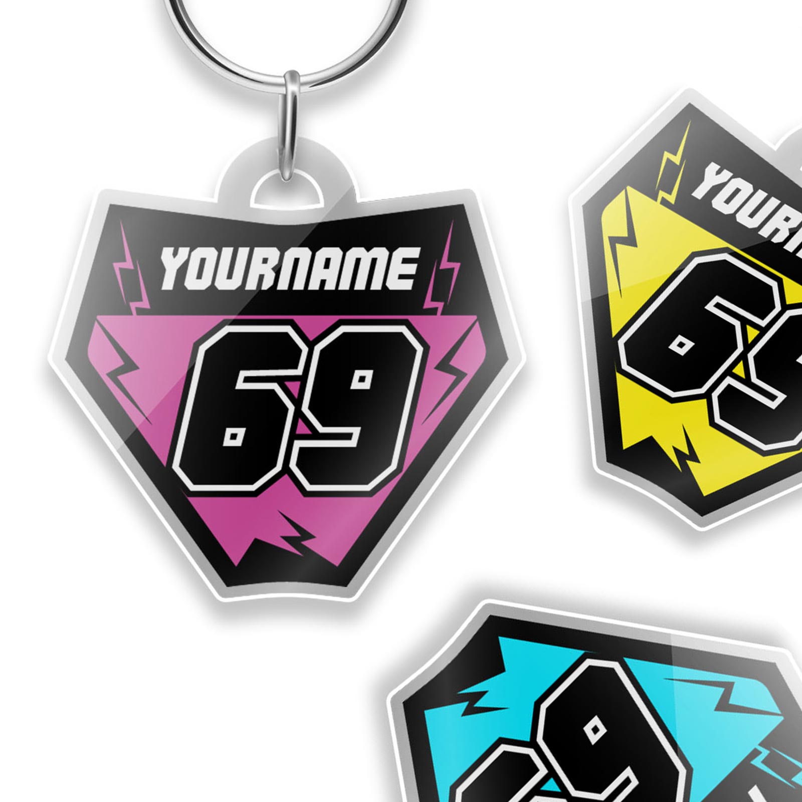 Custom Acrylic MX Racing Number Plate Keychain - MX01 Style