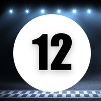 Racing Number Magnets 2pcs Number 12 Circle, 8-18 inch, White Background Black Numbers
