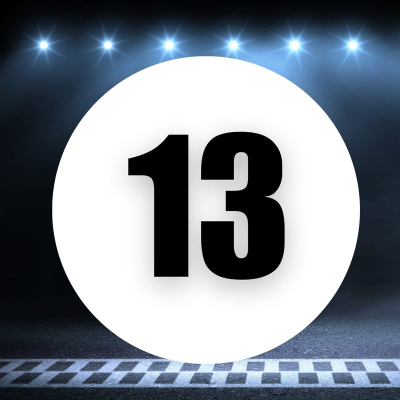Racing Number Magnets 2pcs Number 13 Circle, 8-18 inch, White Background Black Numbers
