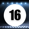 Racing Number Magnets 2pcs Number 16 Circle, 8-18 inch, White Background Black Numbers