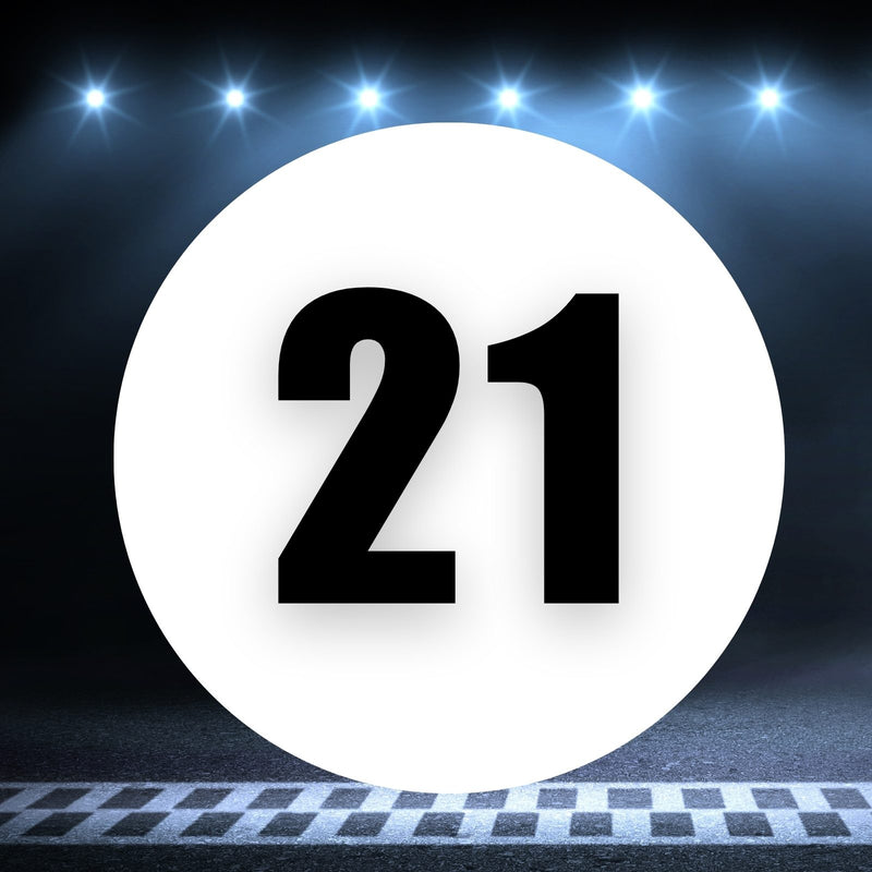 Racing Number Magnets 2pcs Number 21 Circle, 8-18 inch, White Background Black Numbers