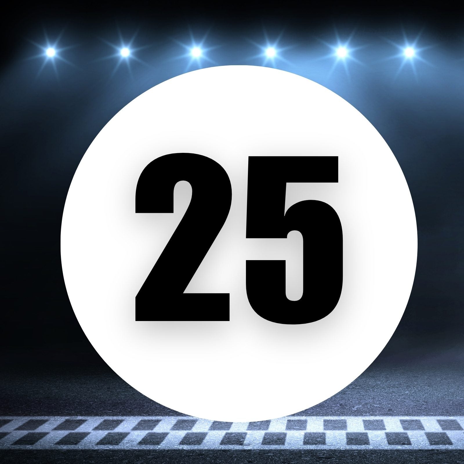 Racing Number Magnets 2pcs Number 25 Circle, 8-18 inch, White Background Black Numbers