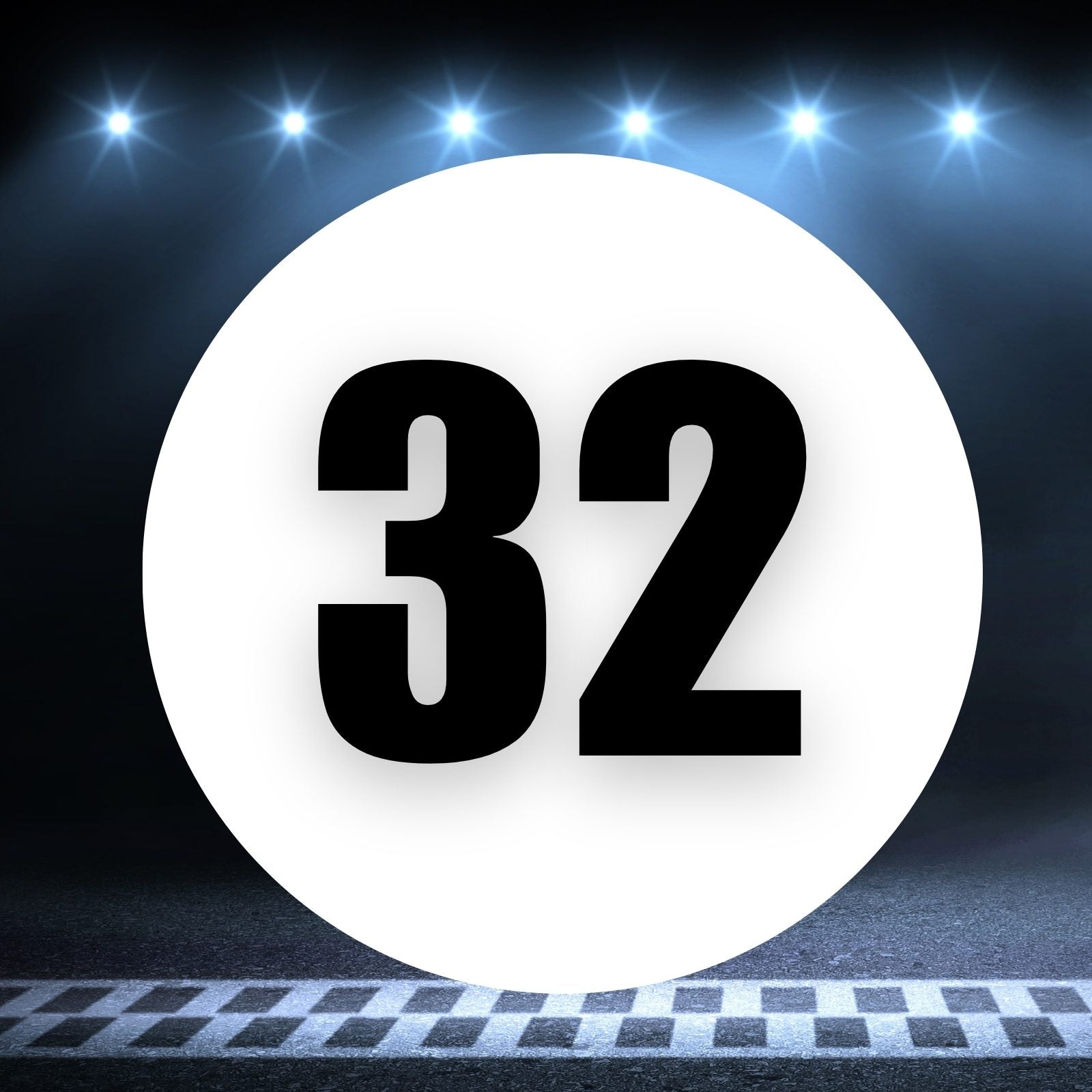 Racing Number Magnets 2pcs Number 32 Circle, 8-18 inch, White Background Black Numbers