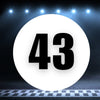 Racing Number Magnets 2pcs Number 43 Circle, 8-18 inch, White Background Black Numbers