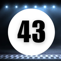 Racing Number Magnets 2pcs Number 43 Circle, 8-18 inch, White Background Black Numbers