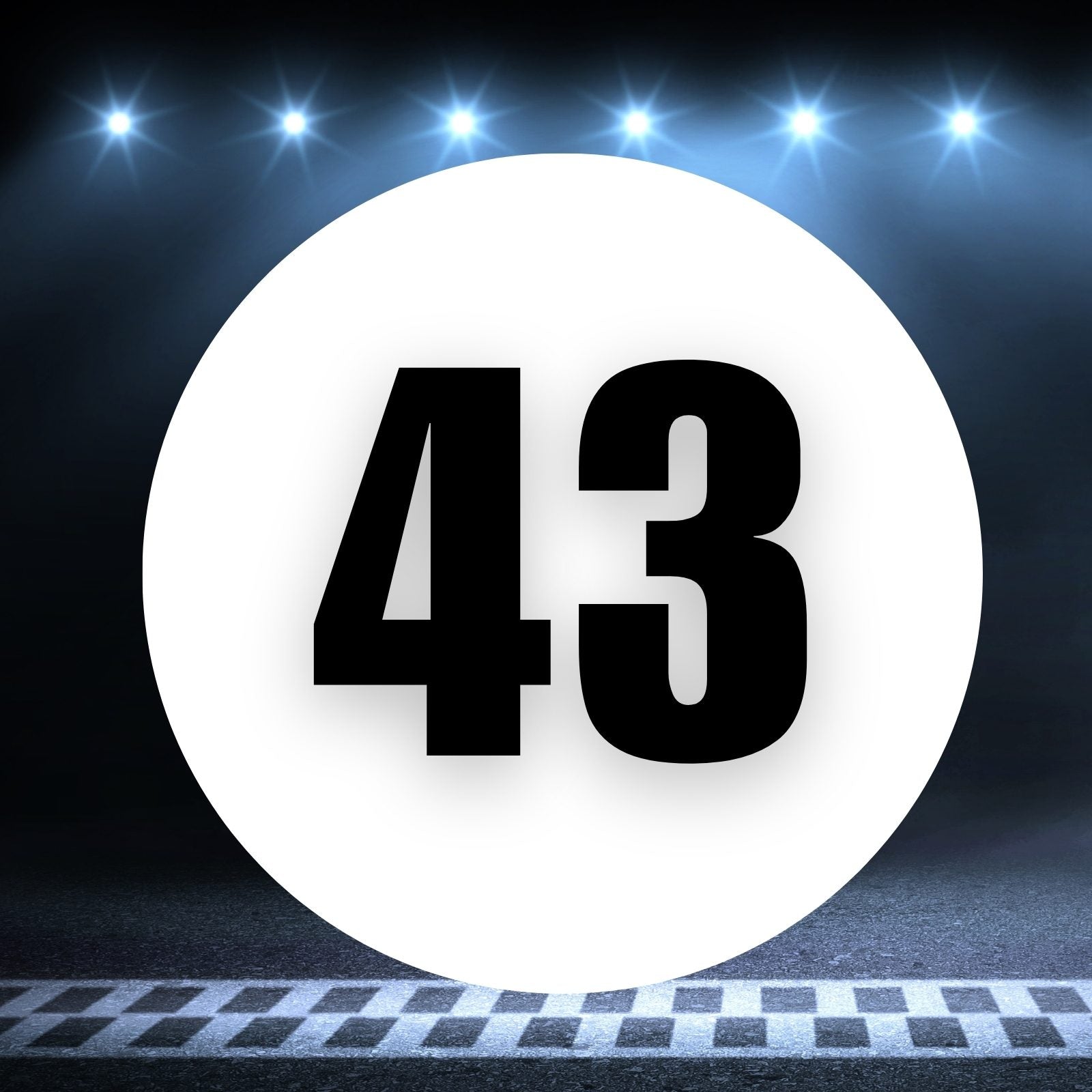 Racing Number Magnets 2pcs Number 43 Circle, 8-18 inch, White Background Black Numbers