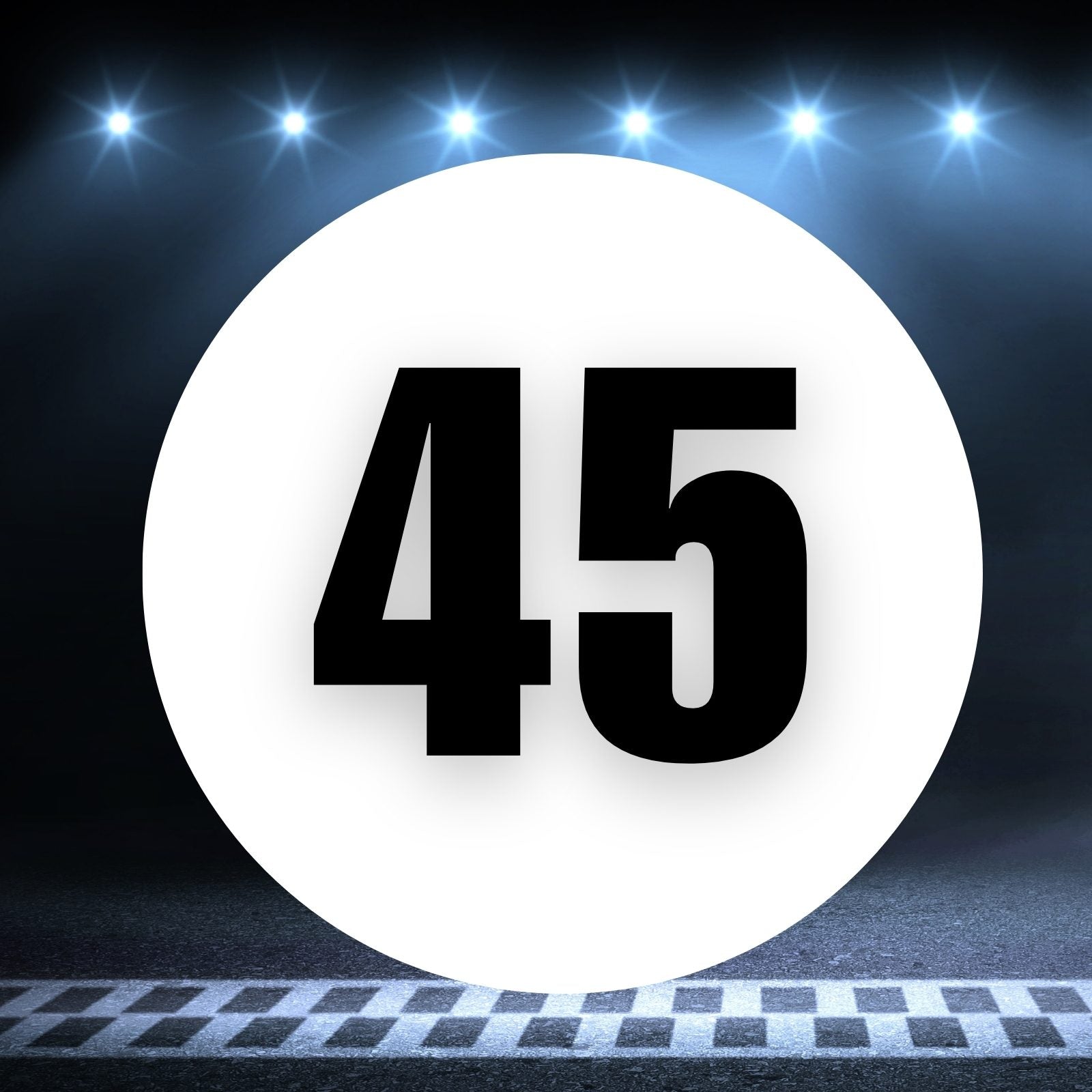 Racing Number Magnets 2pcs Number 45 Circle, 8-18 inch, White Background Black Numbers
