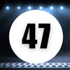 Racing Number Magnets 2pcs Number 47 Circle, 8-18 inch, White Background Black Numbers