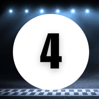 Racing Number Magnets 2pcs Number 4 Circle, 8-18 inch, White Background Black Numbers