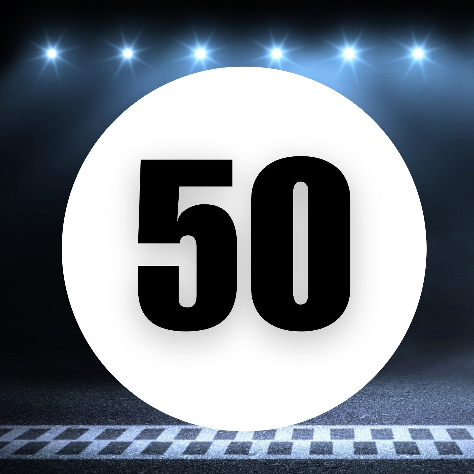 Racing Number Magnets 2pcs Number 50 Circle, 8-18 inch, White Background Black Numbers