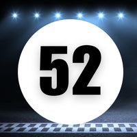 Racing Number Magnets 2pcs Number 52 Circle, 8-18 inch, White Background Black Numbers