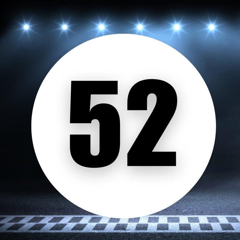 Racing Number Magnets 2pcs Number 52 Circle, 8-18 inch, White Background Black Numbers