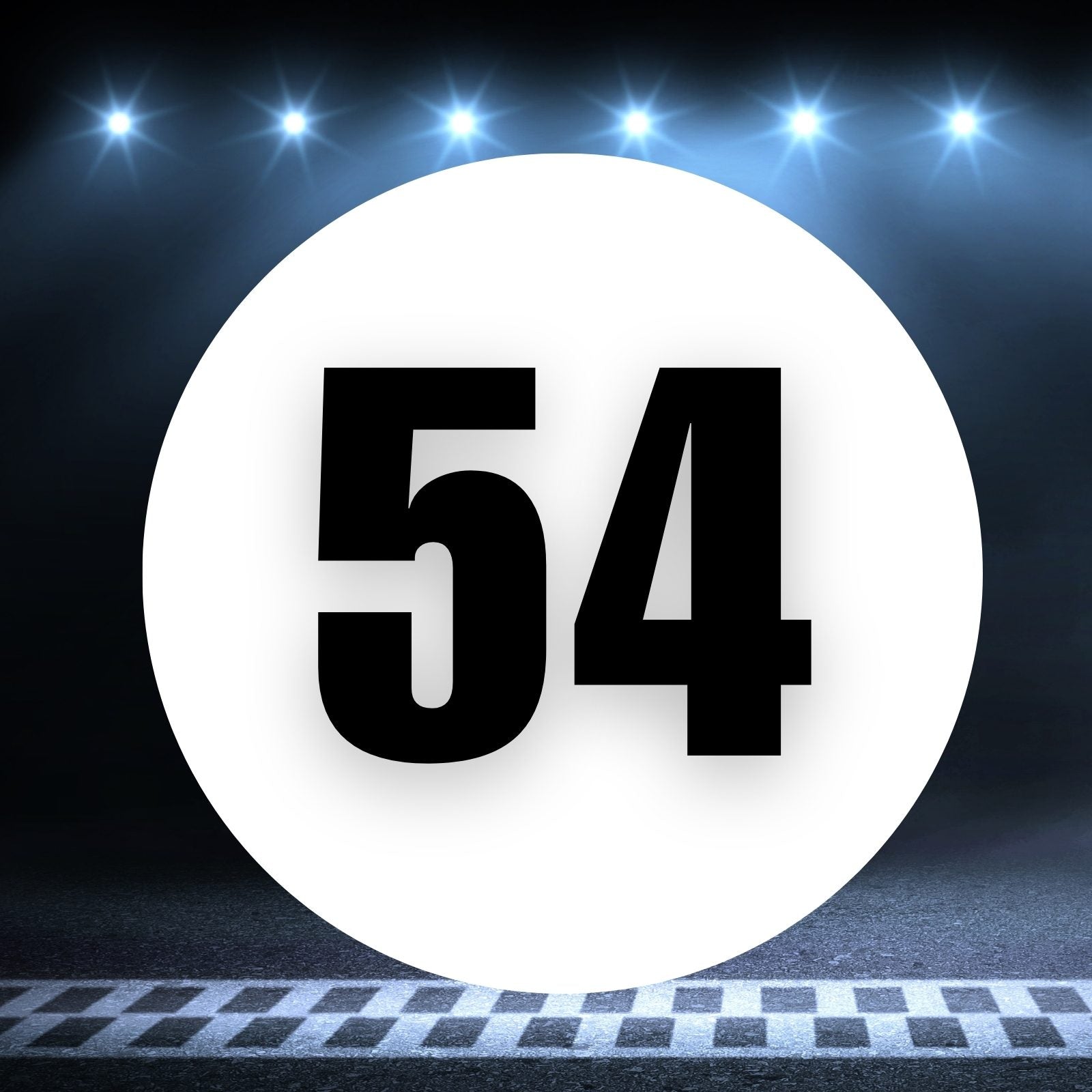 Racing Number Magnets 2pcs Number 54 Circle, 8-18 inch, White Background Black Numbers