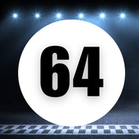 Racing Number Magnets 2pcs Number 64 Circle, 8-18 inch, White Background Black Numbers