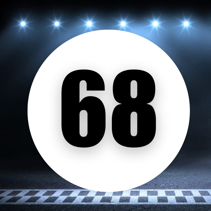 Racing Number Magnets 2pcs Number 68 Circle, 8-18 inch, White Background Black Numbers