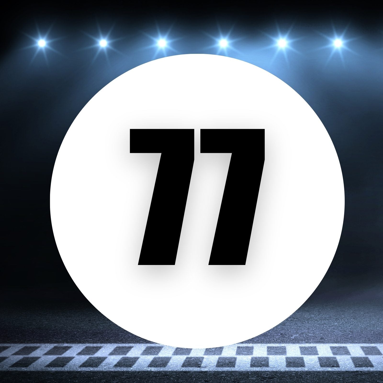Racing Number Magnets 2pcs Number 77 Circle, 8-18 inch, White Background Black Numbers