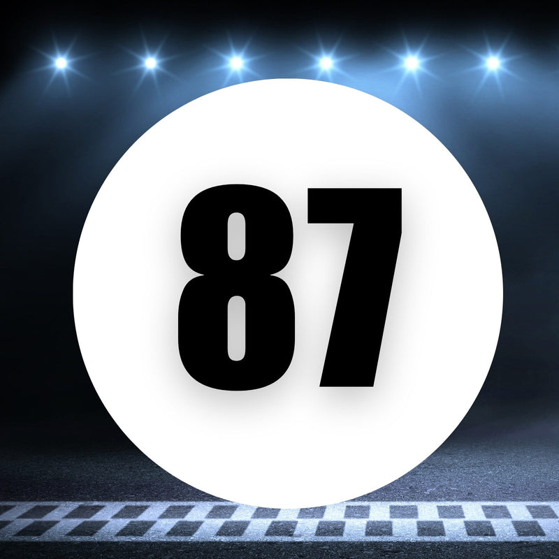 Racing Number Magnets 2pcs Number 87 Circle, 8-18 inch, White Background Black Numbers