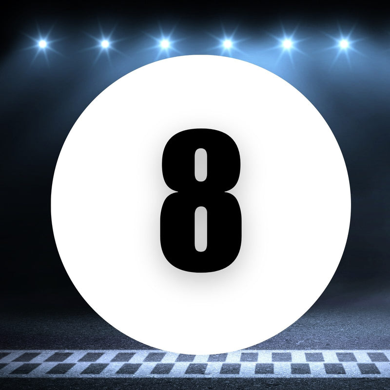 Racing Number Magnets 2pcs Number 8 Circle, 8-18 inch, White Background Black Numbers