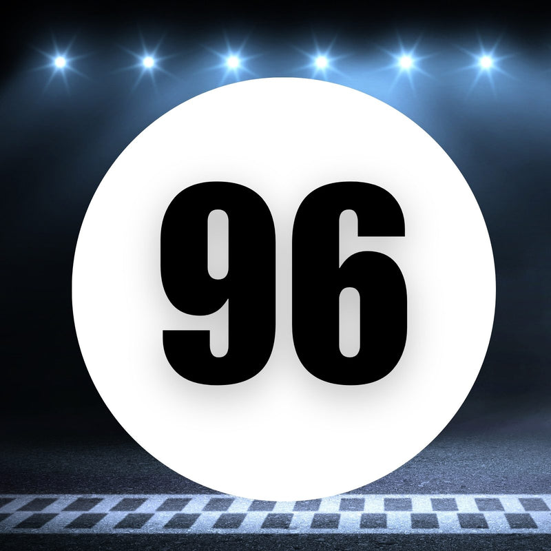 Racing Number Magnets 2pcs Number 96 Circle, 8-18 inch, White Background Black Numbers