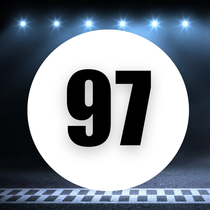 Racing Number Magnets 2pcs Number 97 Circle, 8-18 inch, White Background Black Numbers
