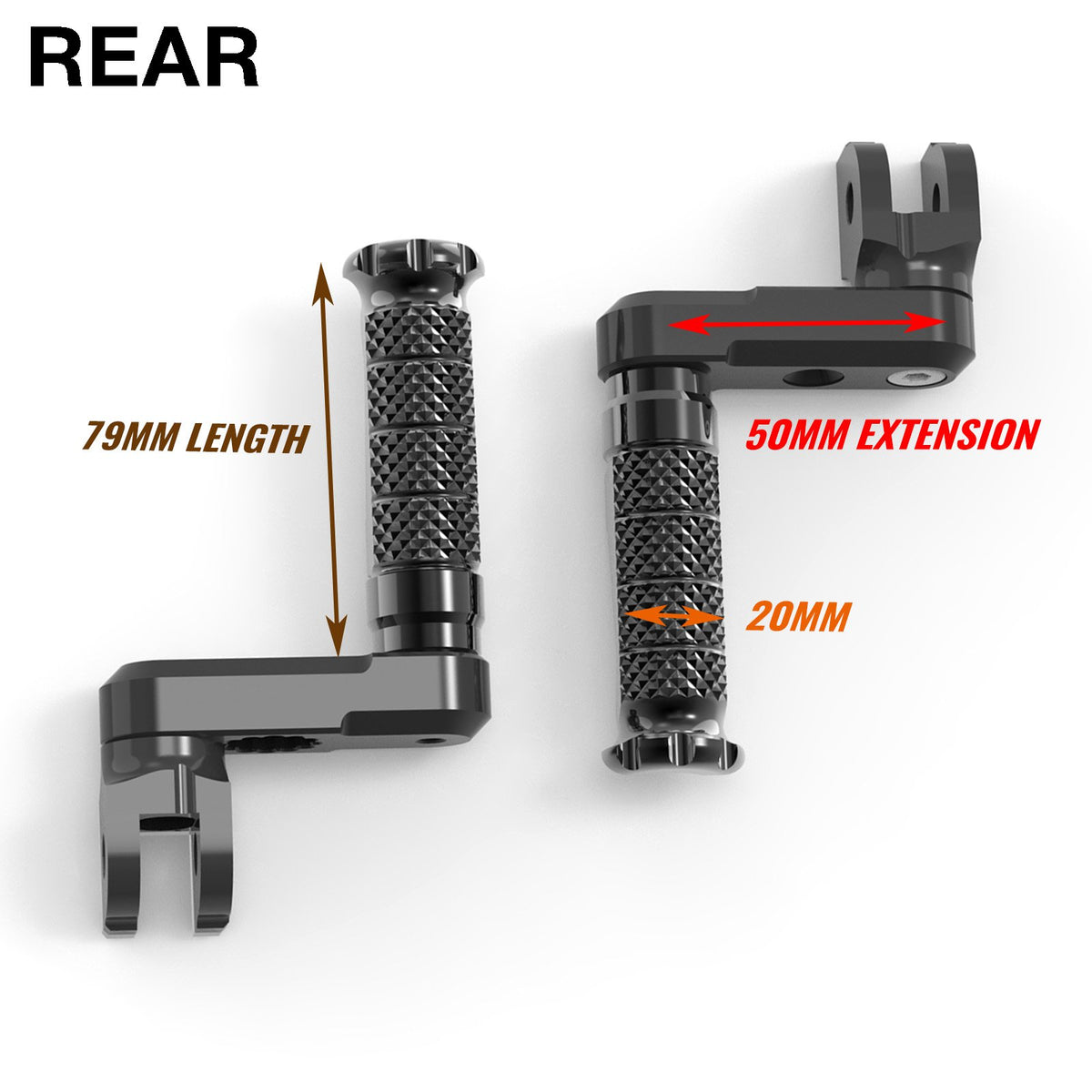 Fits Ducati Scrambler SportTouring 50mm Adjustable Rear R-FIGHT Red Foot Pegs