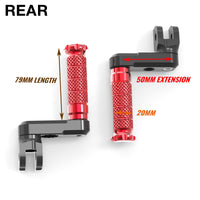 Fits Harley Davidson Sportster 883 Iron Dyna 50mm Adjustable Rear R-FIGHT Black Foot Pegs