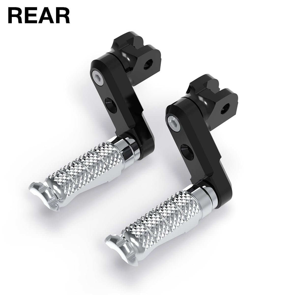 Fits Ducati Monster 695 800 S4R 50mm Adjustable Rear R-FIGHT Black Foot Pegs