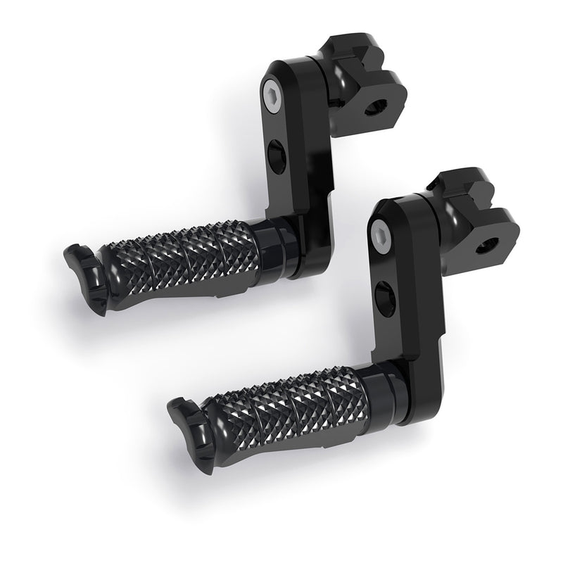 Front view of MC Motoparts G3S electric motorcycle 50mm extension foot pegs, adjustable foot pegs for Greenger G3 2023-2024 G3 model.